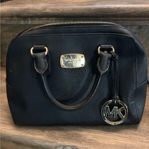 Michael Kors Black Satchel with Gold Accents